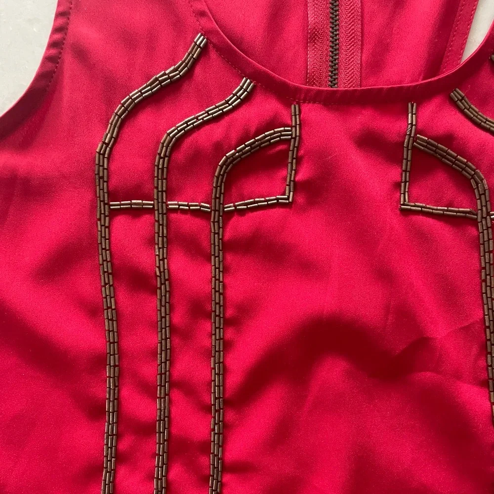 Beaded Red Tank Blouse - Picture 2 of 7